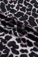 PRETTY BASH Leopard Sheer Mesh Short Sleeve Top