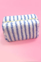 Plush Striped Sherpa Makeup Bag - Cozy Travel Pouch | 40P621