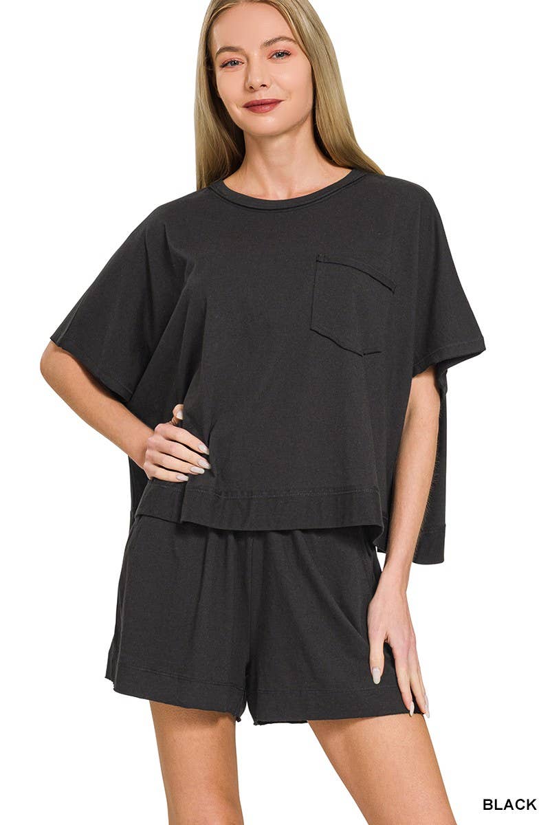 Exposed Seam Boxy Top N Shorts Set