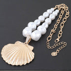 Pearl Oversized Scallop Statement Necklace