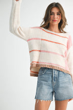 379BK Mona Knit Stripe Pullover Sweater