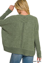 Brushed Melange Hacci Center Seam Oversized Sweater