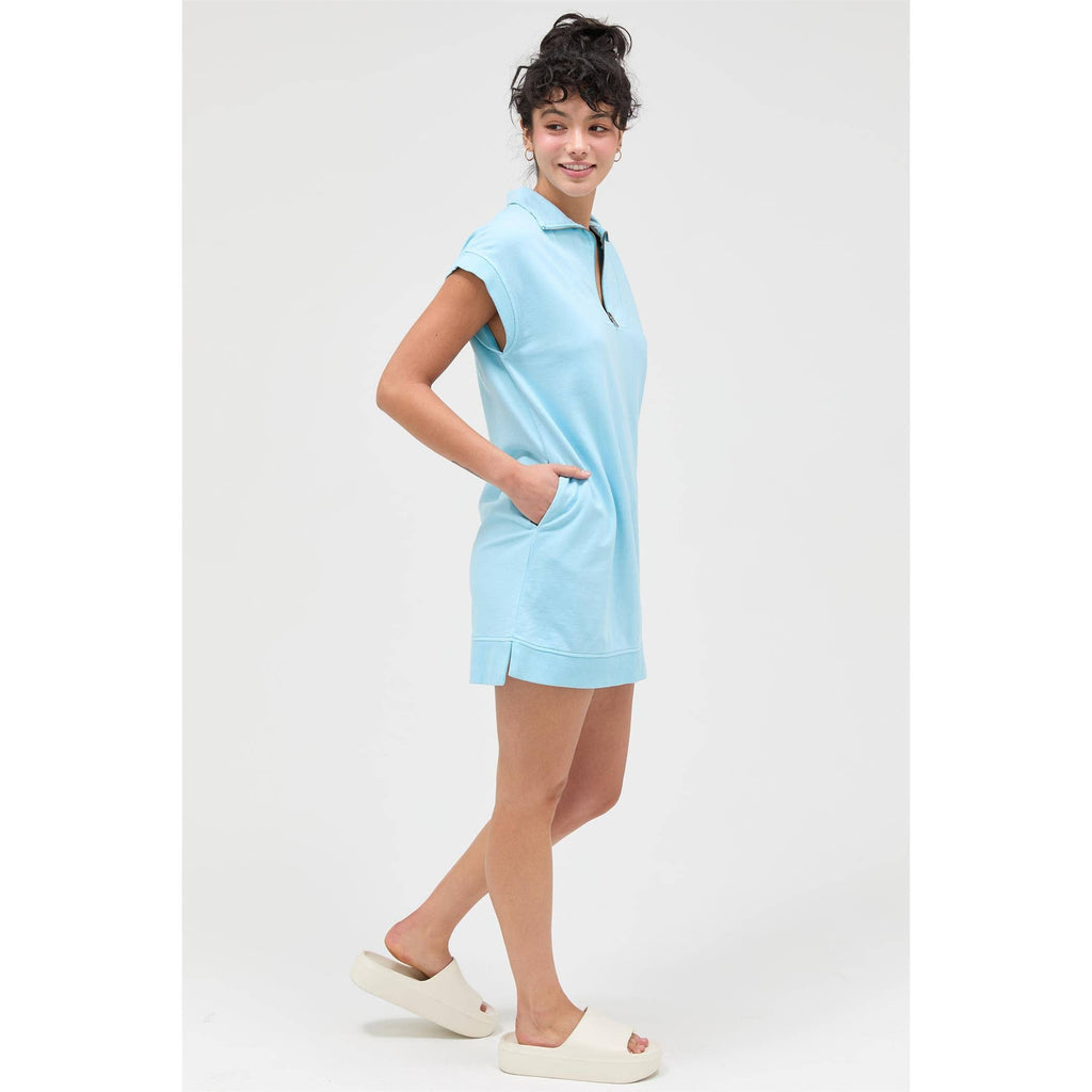 Half Zip Up Mock Neck Mini Dress