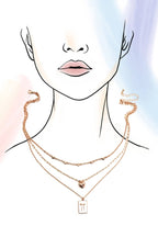 SQUARE BOW EPOXY CHARM LAYERED NECKLACE