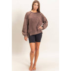 Acid Wash Raw Edge Sweatshirt