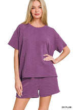 Corded Rib Short Sleeve Tee And Short Pants Set