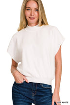 Mock Neck Short Dolman Sleeve Sweater