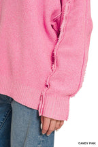 Exposed Seam Drop Shoulder Oversized Sweater