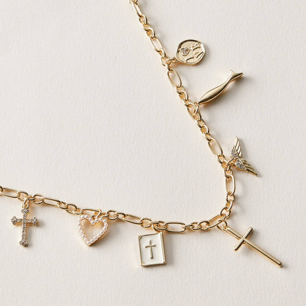 18K Gold-Dipped Faith & Love Charm | Necklace