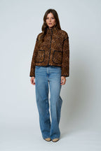 LEOPARD PRINT SNAP BUTTON JACKET