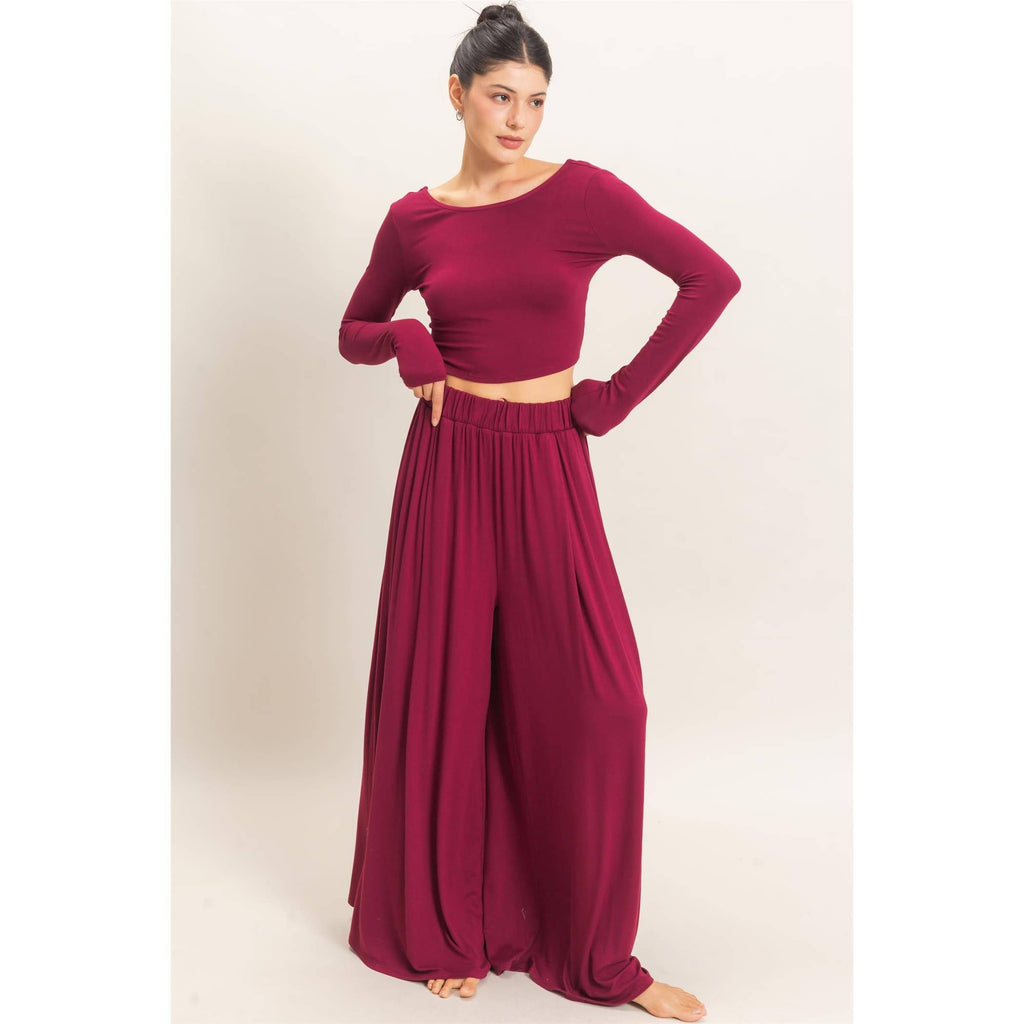 Long Sleeve Top & Wide Leg Pants Set