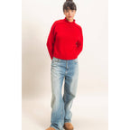Roll Neck Sweater With Reversed Seam