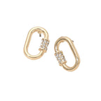 Rhinestone Pave Oval Carabiner Shape Stud Earrings
