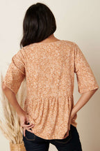 T10161 - DITSY FLOWER PRINT BABY DOLL KNIT TOP