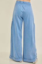 Mineral Washed Boho waist band wideleg cropped pants HP5900