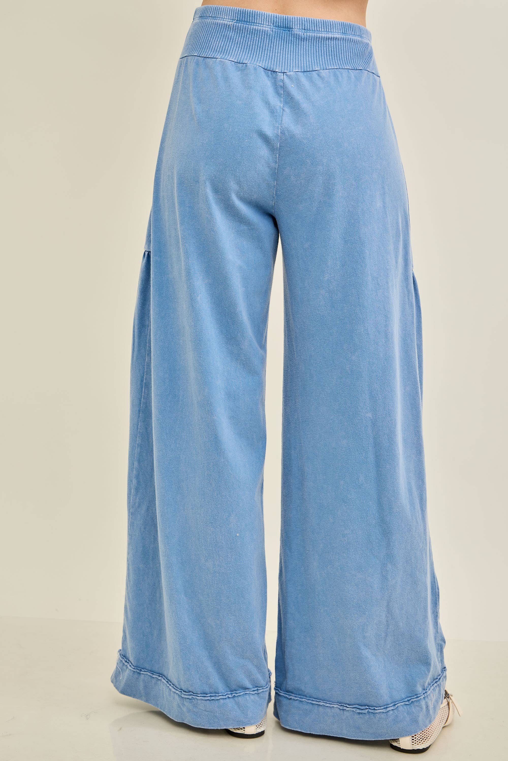 Mineral Washed Boho waist band wideleg cropped pants HP5900