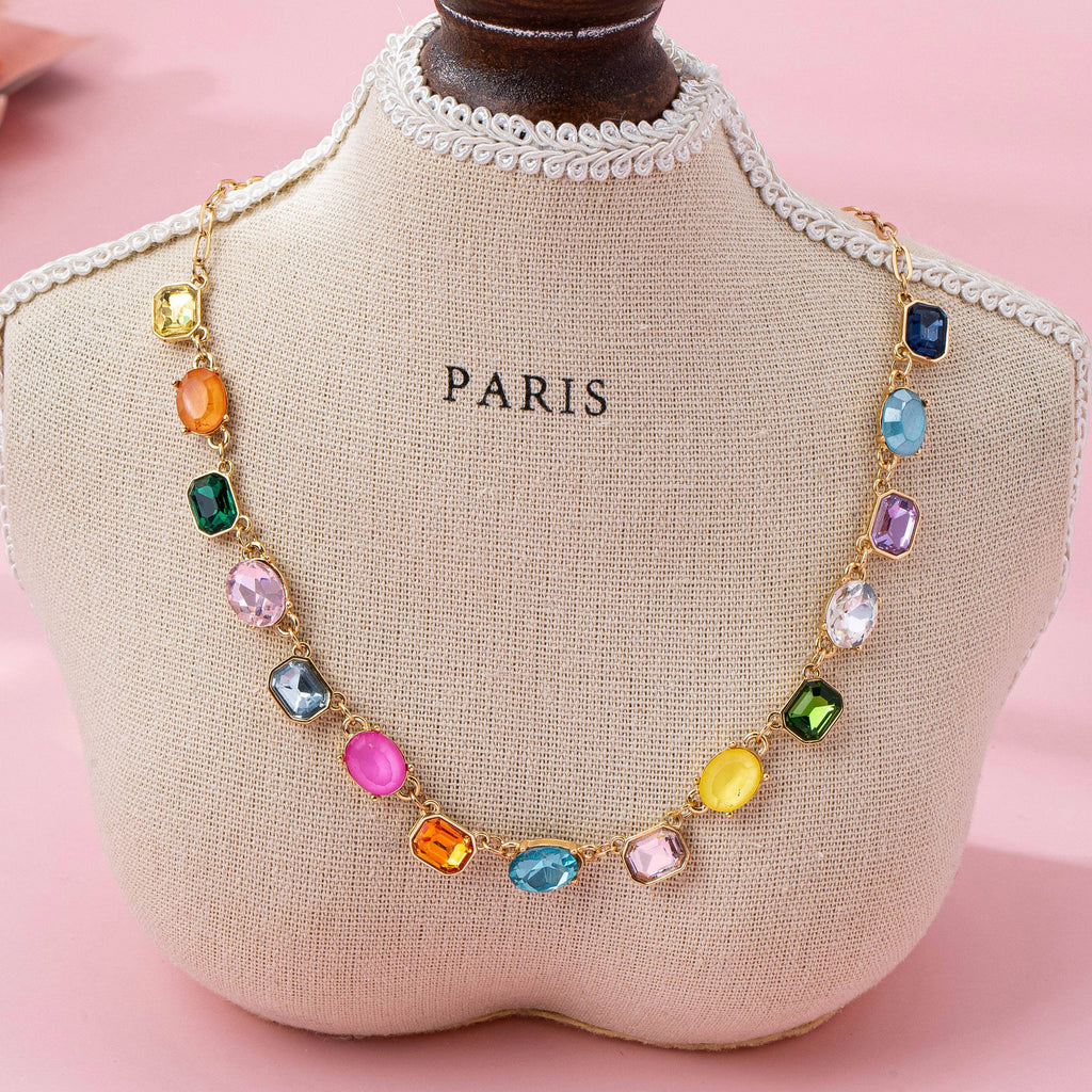 Multicolor Gemstone Link Necklace | 80N92824