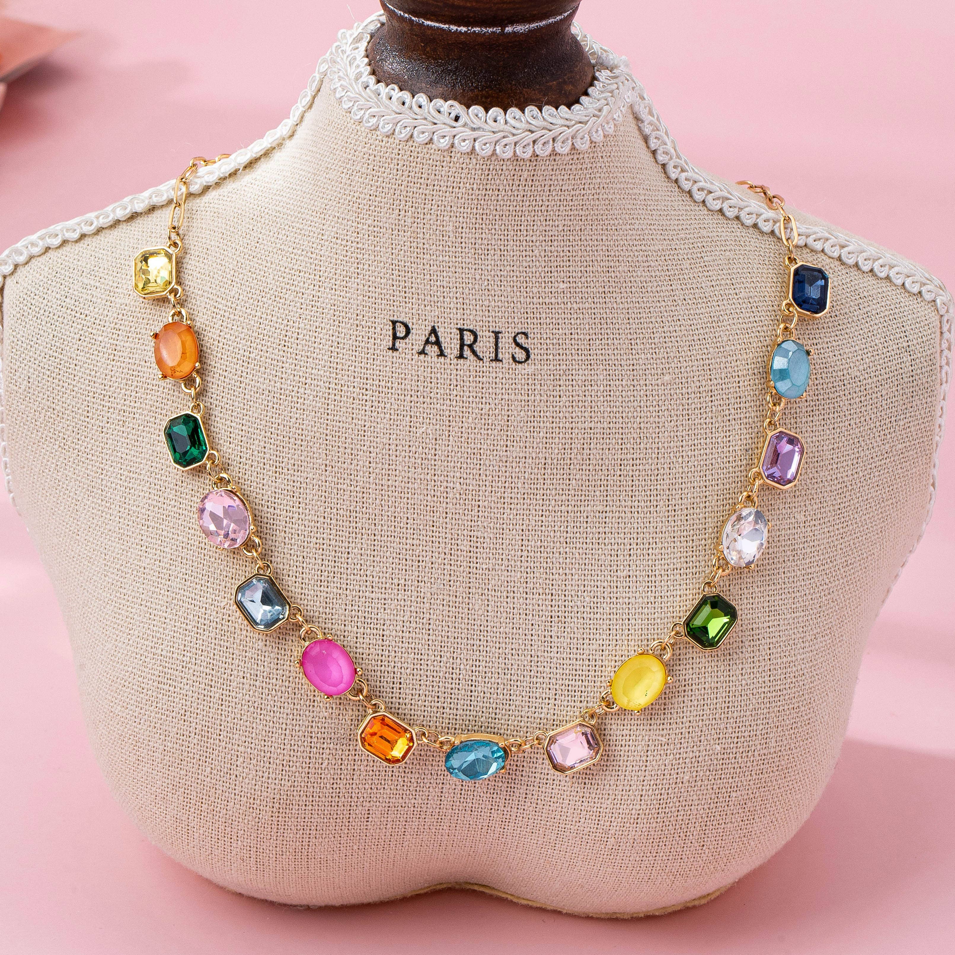 Multicolor Gemstone Link Necklace | 80N92824