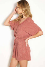 RIB V-NECK DOLMAN SLEEVE ROMPER