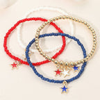 4PCS - Star Charm Beaded Stretch Multi Layered Bracelets