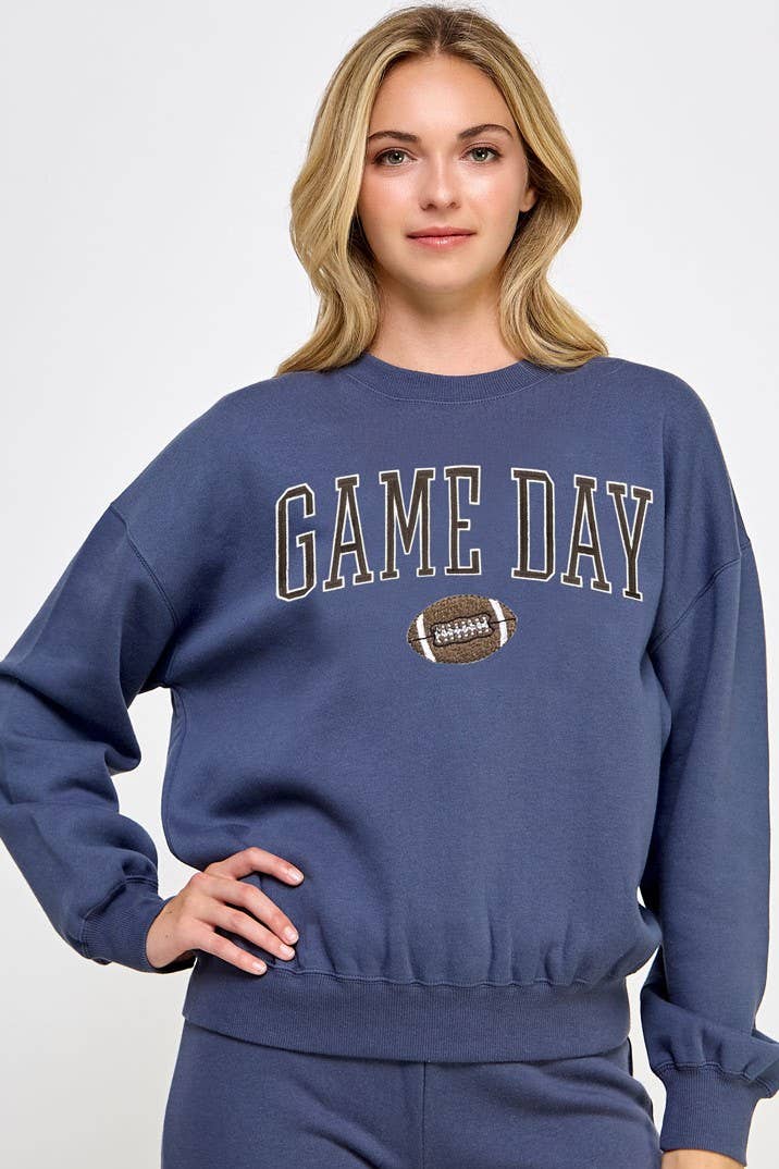 Fleece Relaxed Fit Sweatshirt With Game Day Embroidery