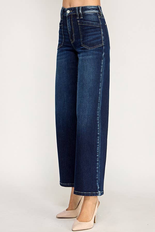 P7117W-DK HIGH RISE PATCH POCKET WIDE LEG