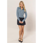 Striped Zip-Up Knit Top