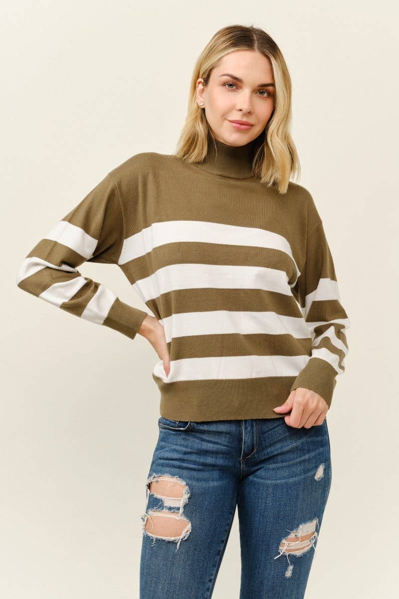 Striped Turtleneck Sweater