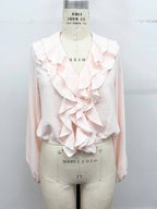 Ruffle Cascade V-Neck Blouse