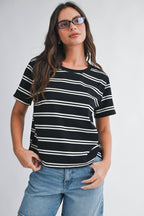 8510HN Striped Boxy Short Sleeve Tee