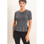 Ribbed Peplum Knit Top