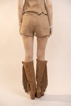 Carly Rhinestone Scallop Denim Shorts