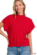 Mock Neck Short Dolman Sleeve Sweater