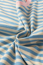 PRETTY BASH Stripe Contrast Crew Neck Drop Shoulder Tee