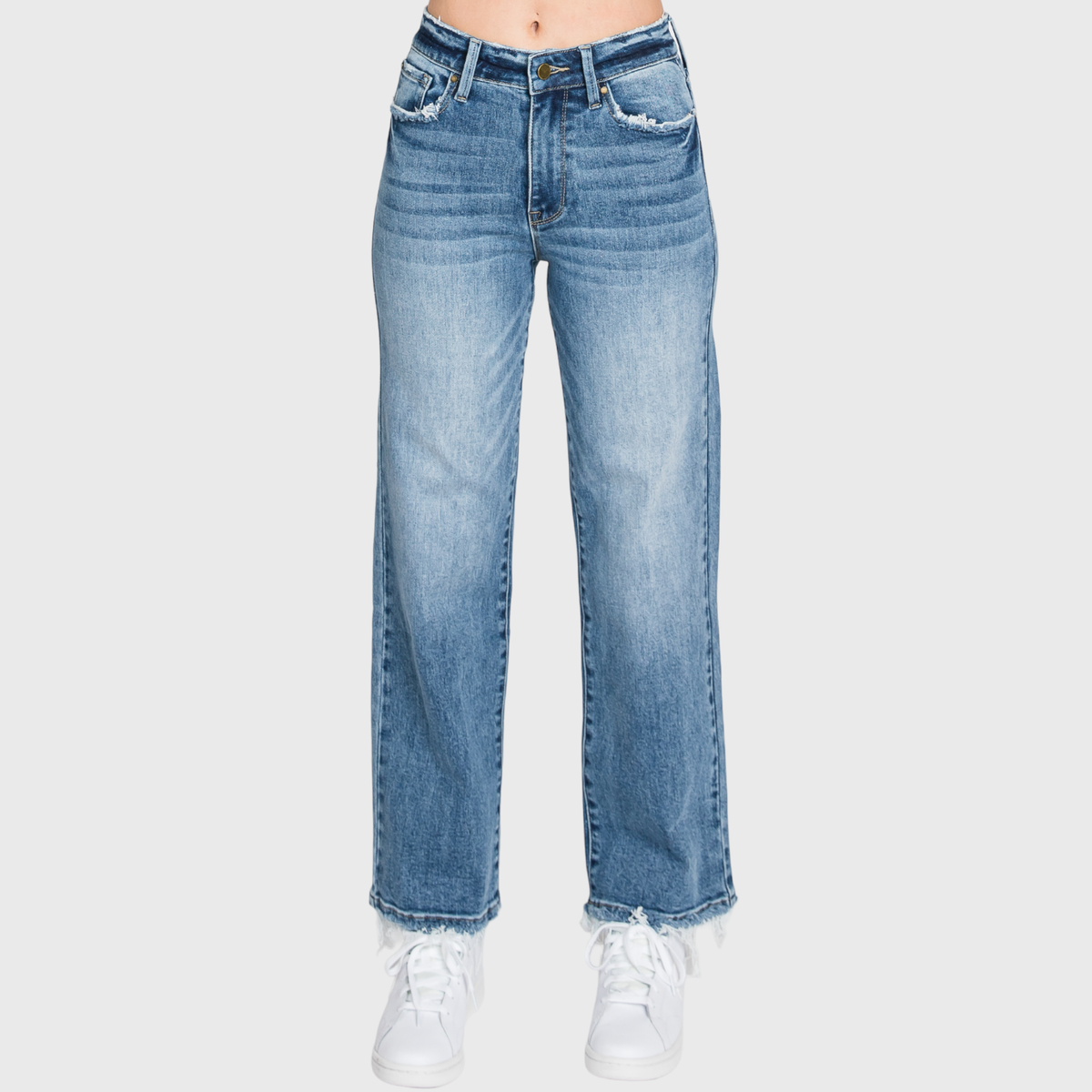 P489WF-MD SUPER HIGH RISE STRETCH SLIM STRAIGHT JEANS