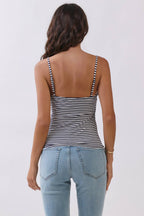 JC56962CS - STRIPED DOUBLE LINED  REMOVABLE BUILT-IN BRA TOP