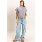 Cable Knit Cap Sleeve Sweater
