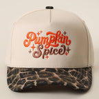 Pumpkin Spice Embroidered Printed Brim Trucker Hat