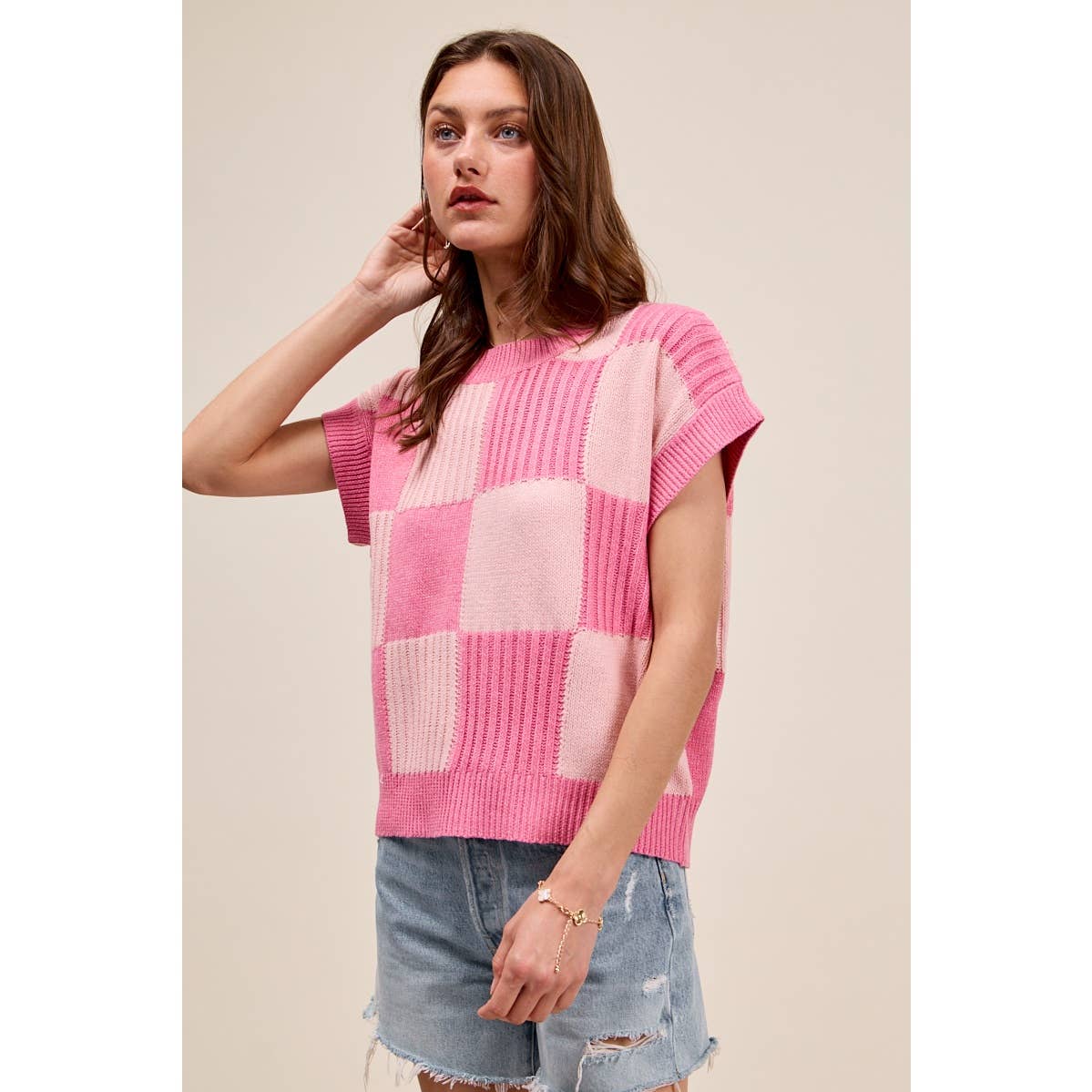 CHECK PLAID CASUAL SWEATER TOP