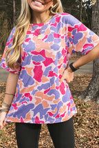 Retro Camouflage Print Womens Casual T Shirt S-3X