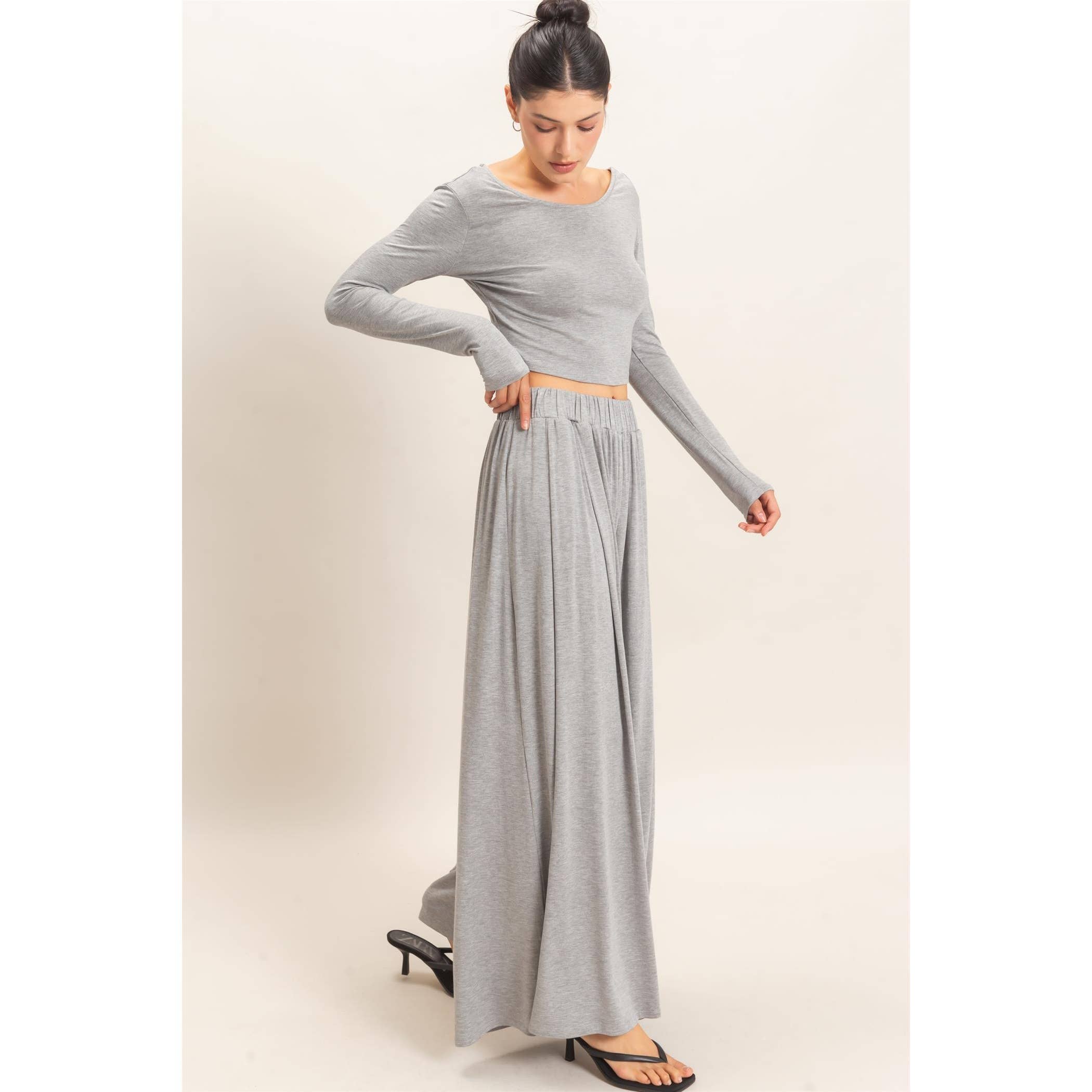 Long Sleeve Top & Wide Leg Pants Set