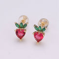 Gold Strawberry Stud Earrings