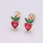 Gold Strawberry Stud Earrings