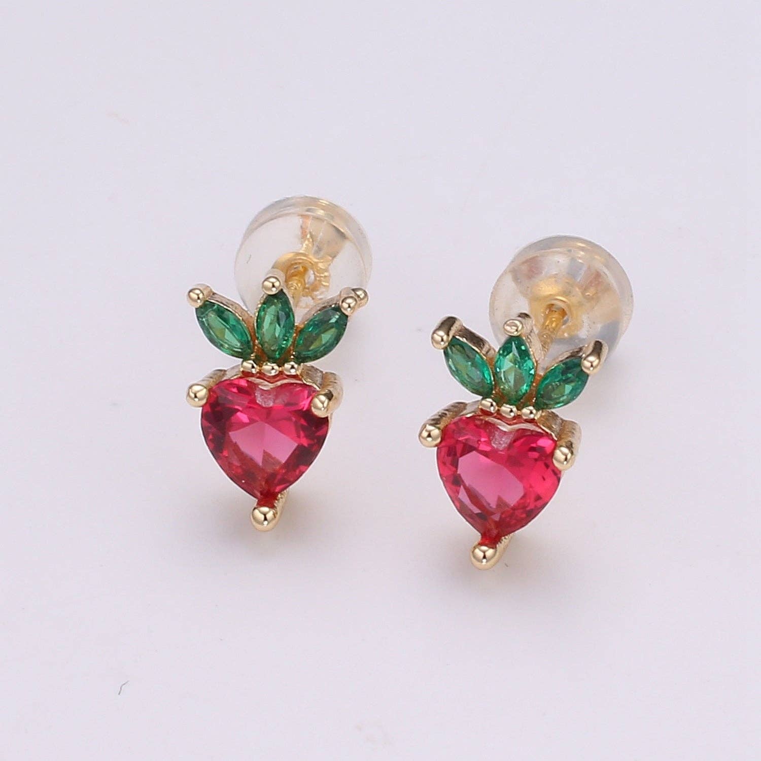 Gold Strawberry Stud Earrings