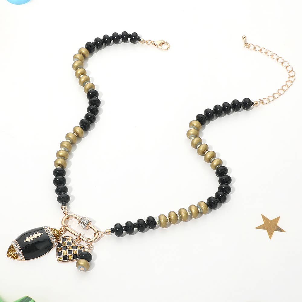 Gameday Football Beaded Necklace