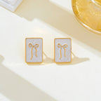 Vintage Enamel & Gold Bow Stud Earrings | 80E62447