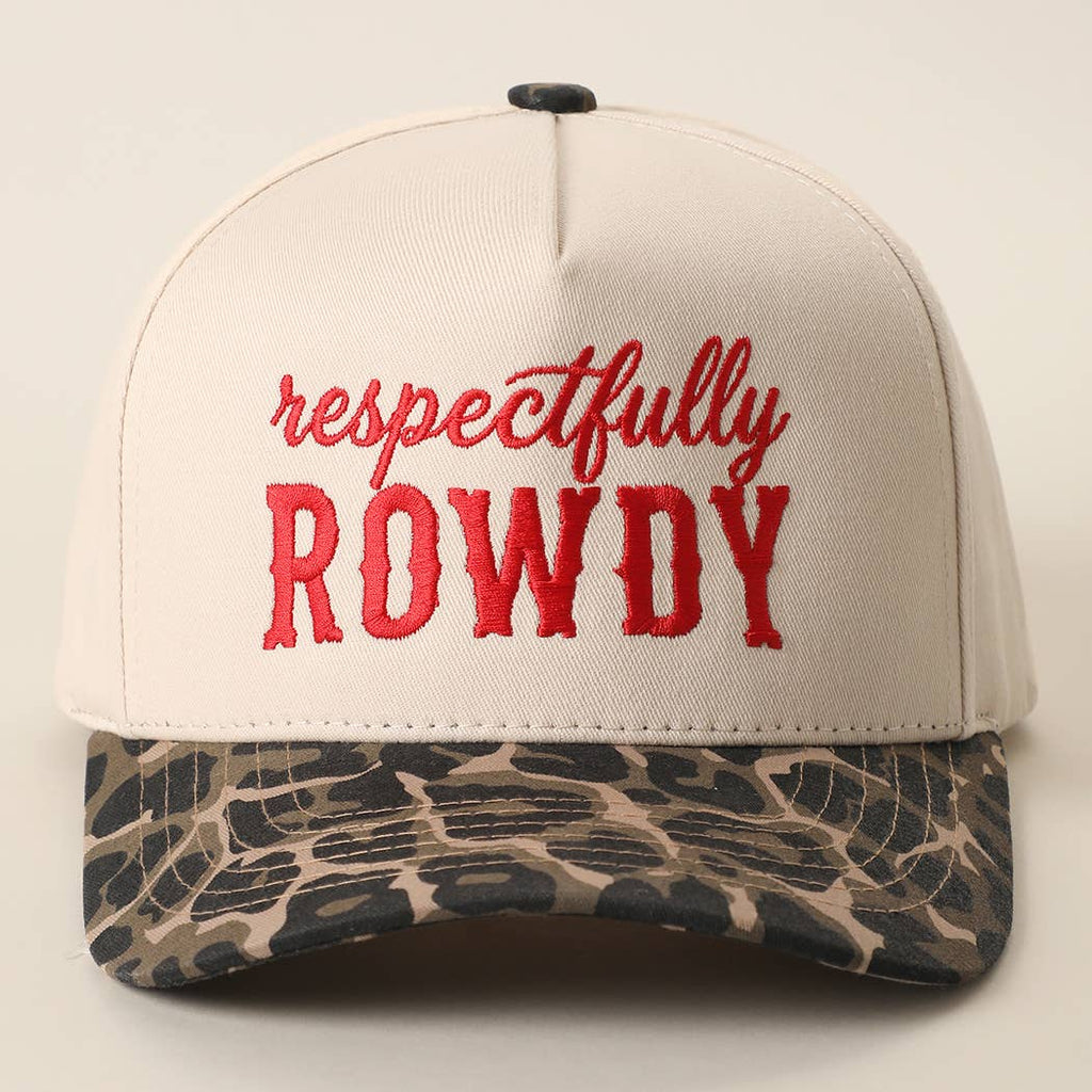 Respectfully ROWDY Embroidered Printed Brim Trucker Hat