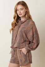 ANIMAL PRINT COWL NECK SHORT SET