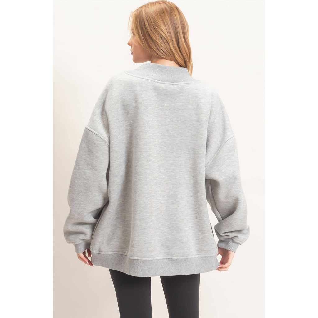 Enzyme Washed Mock Neck Sweatshirt