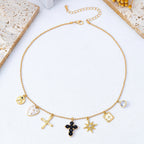 Cross Celestial Charm Ball Chain Necklace | 80N93299